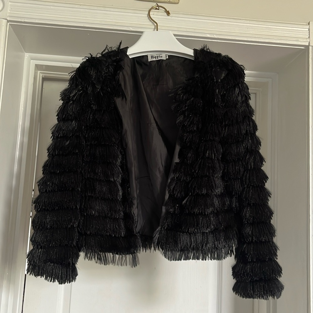 Fringe black light jacket